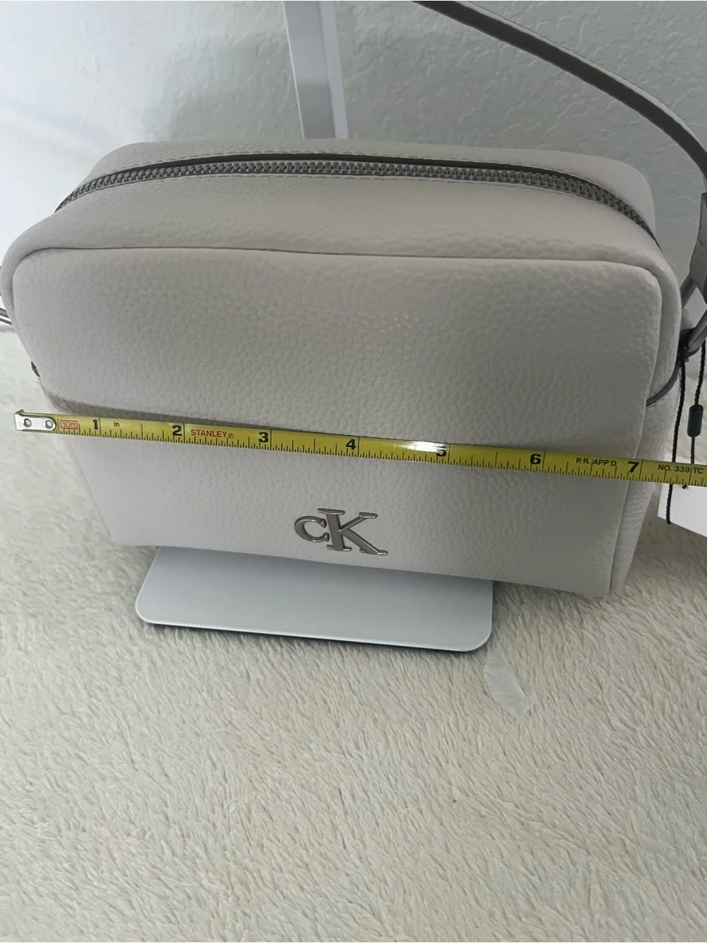 Calvin Klein Pebbled Crossbody Bag in Light Taupe